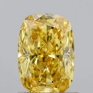 0.9ct CUSHION Fancy Intense Yellow VS2 Coloured Lab diamond