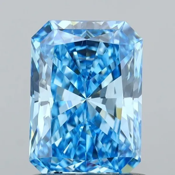 0.92ct RADIANT Fancy Vivid Blue VS1 Coloured Lab diamond