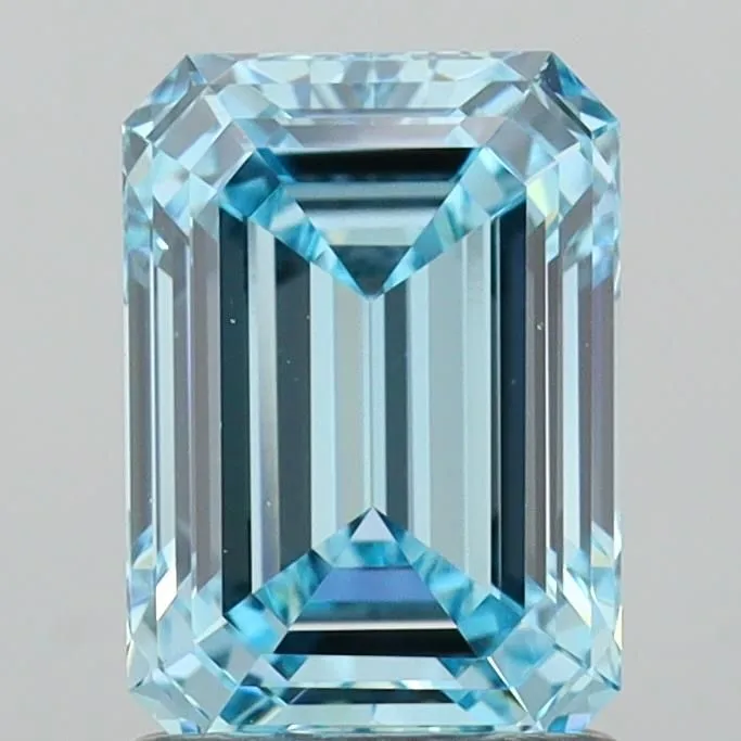 1.78ct EMERALD Fancy Vivid Blue VVS2 Coloured Lab diamond
