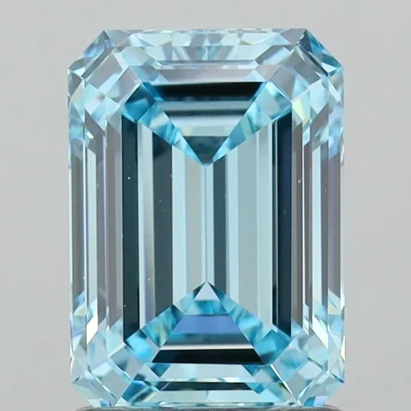 1.78ct EMERALD Fancy Vivid Blue VVS2 Coloured Lab diamond