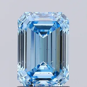 1.42ct EMERALD Fancy Intense Blue SI1 Coloured Lab diamond