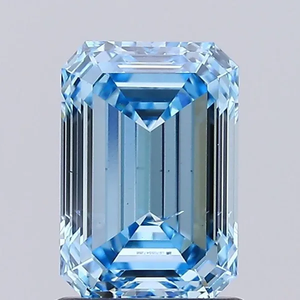 1.42ct EMERALD Fancy Intense Blue SI1 Coloured Lab diamond