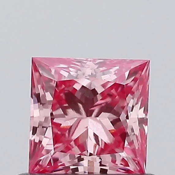 0.50ct PRINCESS Fancy Vivid Pink VS2 Coloured Lab diamond