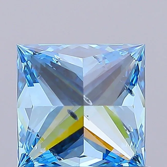 1.04ct PRINCESS Fancy Vivid Blue SI2 Coloured Lab diamond