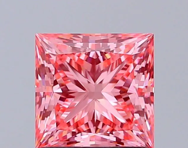 1.52ct PRINCESS Fancy Vivid Pink VVS2 Coloured Lab diamond