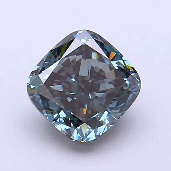 1.45ct CUSHION Fancy Vivid Greenish Blue VS1 Coloured Lab diamond