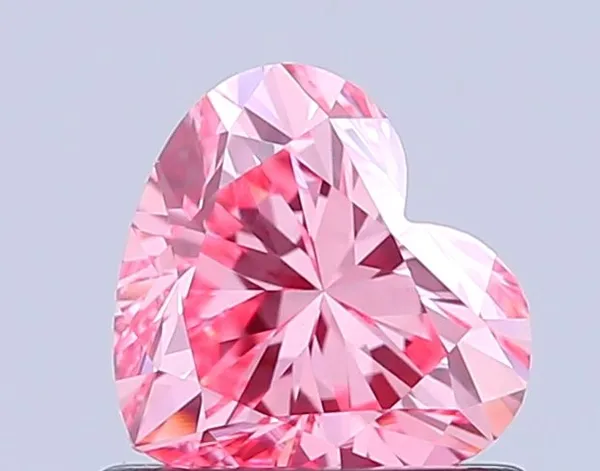 0.8ct HEART Fancy Vivid Pink VS1 Coloured Lab diamond