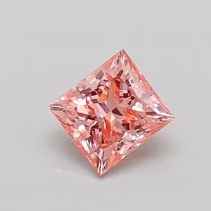 0.42ct PRINCESS Fancy Vivid Pink VS2 Coloured Lab diamond