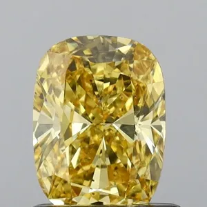 0.73ct CUSHION Fancy Vivid Yellow SI1 Coloured Lab diamond