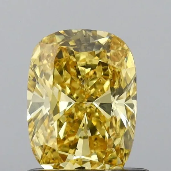 0.73ct CUSHION Fancy Vivid Yellow SI1 Coloured Lab diamond