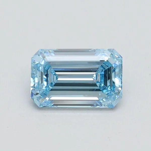 0.6ct EMERALD Fancy Intense Blue VS1 Coloured Lab diamond