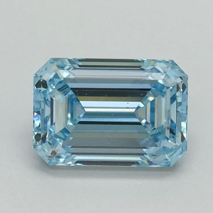 1.14ct EMERALD Fancy Vivid Blue VS2 Coloured Lab diamond