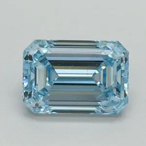 1.14ct EMERALD Fancy Vivid Blue VS2 Coloured Lab diamond