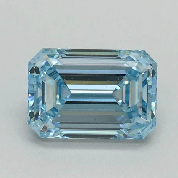 1.14ct EMERALD Fancy Vivid Blue VS2 Coloured Lab diamond