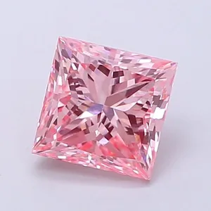 1.11ct PRINCESS Fancy Vivid Pink VVS2 Coloured Lab diamond