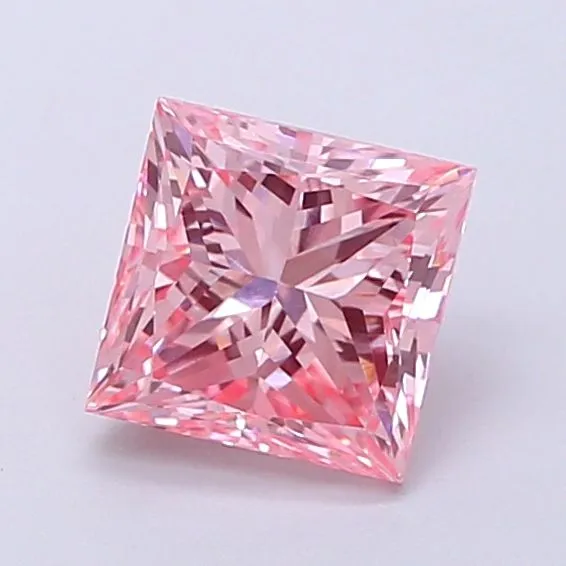 1.11ct PRINCESS Fancy Vivid Pink VVS2 Coloured Lab diamond