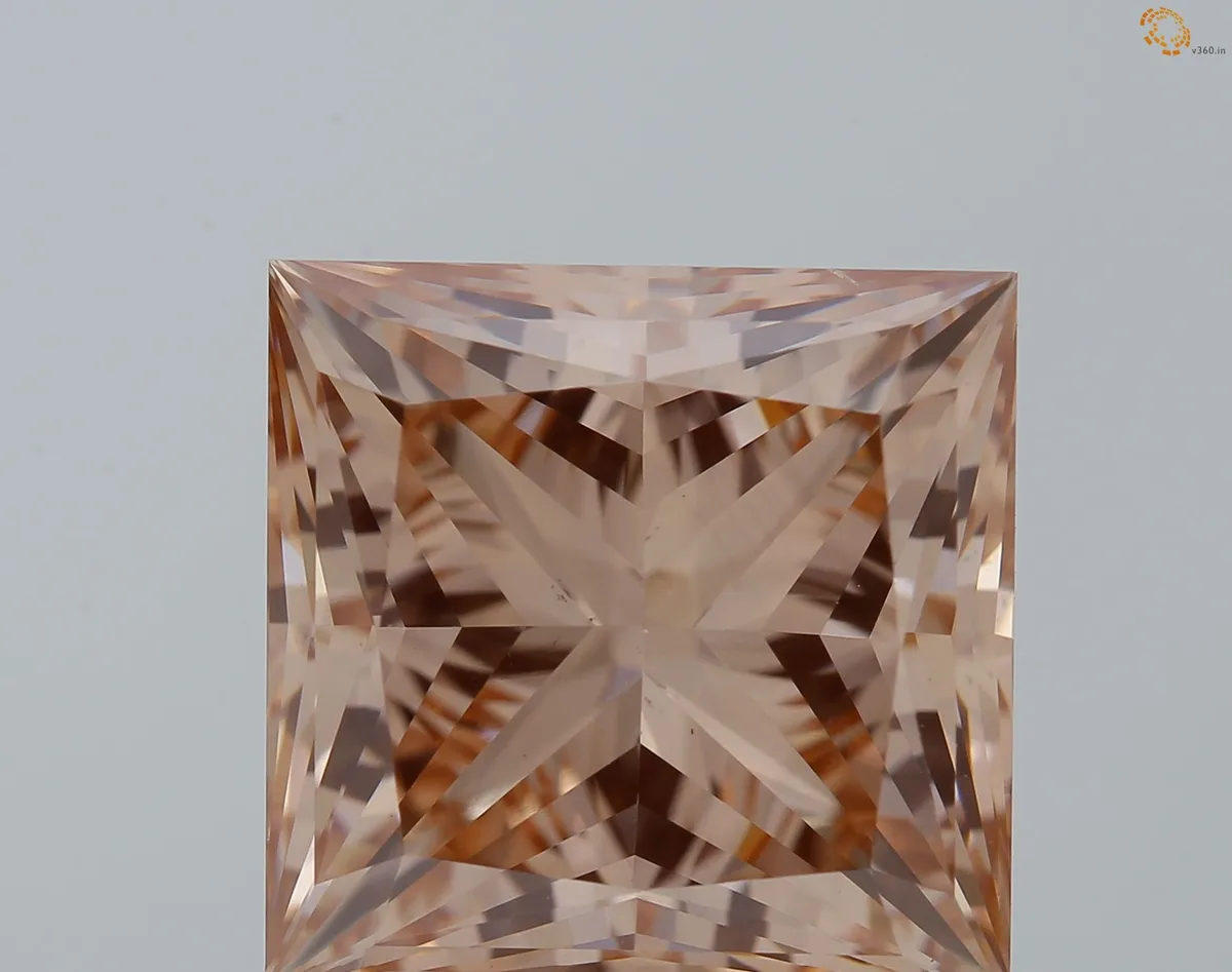 3.50ct PRINCESS Fancy Intense Brownish Pink VS2 Coloured Lab diamond