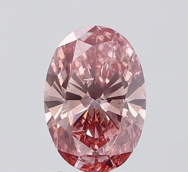 1ct OVAL Fancy Vivid Brownish Pink I1 Coloured Lab diamond