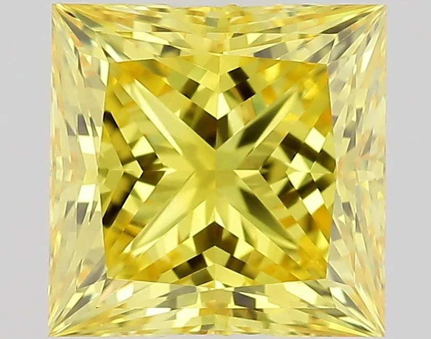 1.02ct PRINCESS Fancy Vivid Yellow VVS1 Coloured Lab diamond