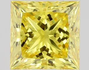 1.02ct PRINCESS Fancy Vivid Yellow VVS1 Coloured Lab diamond