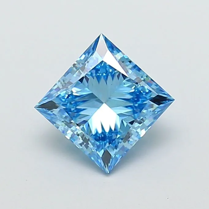2.54ct PRINCESS Fancy Vivid Blue VS2 Coloured Lab diamond