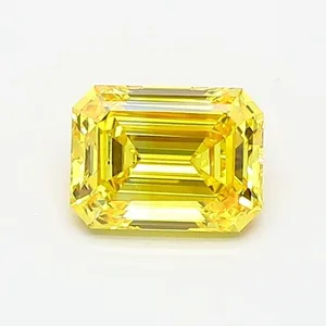 0.82ct EMERALD Fancy Vivid Yellow VVS1 Coloured Lab diamond