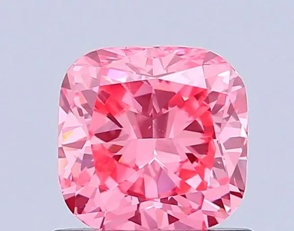 0.98ct CUSHION Fancy Vivid Pink VS2 Coloured Lab diamond