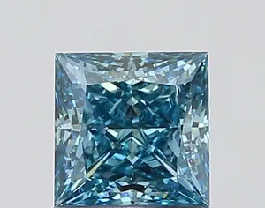 1.04ct PRINCESS Fancy Vivid Greenish Blue VS2 Coloured Lab diamond