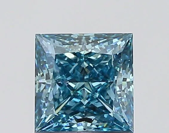 1.04ct PRINCESS Fancy Vivid Greenish Blue VS2 Coloured Lab diamond