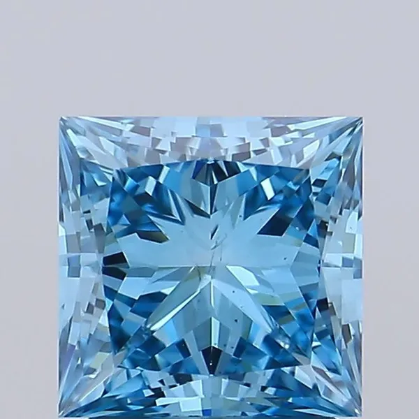 1.71ct PRINCESS Fancy Vivid Blue VS1 Coloured Lab diamond