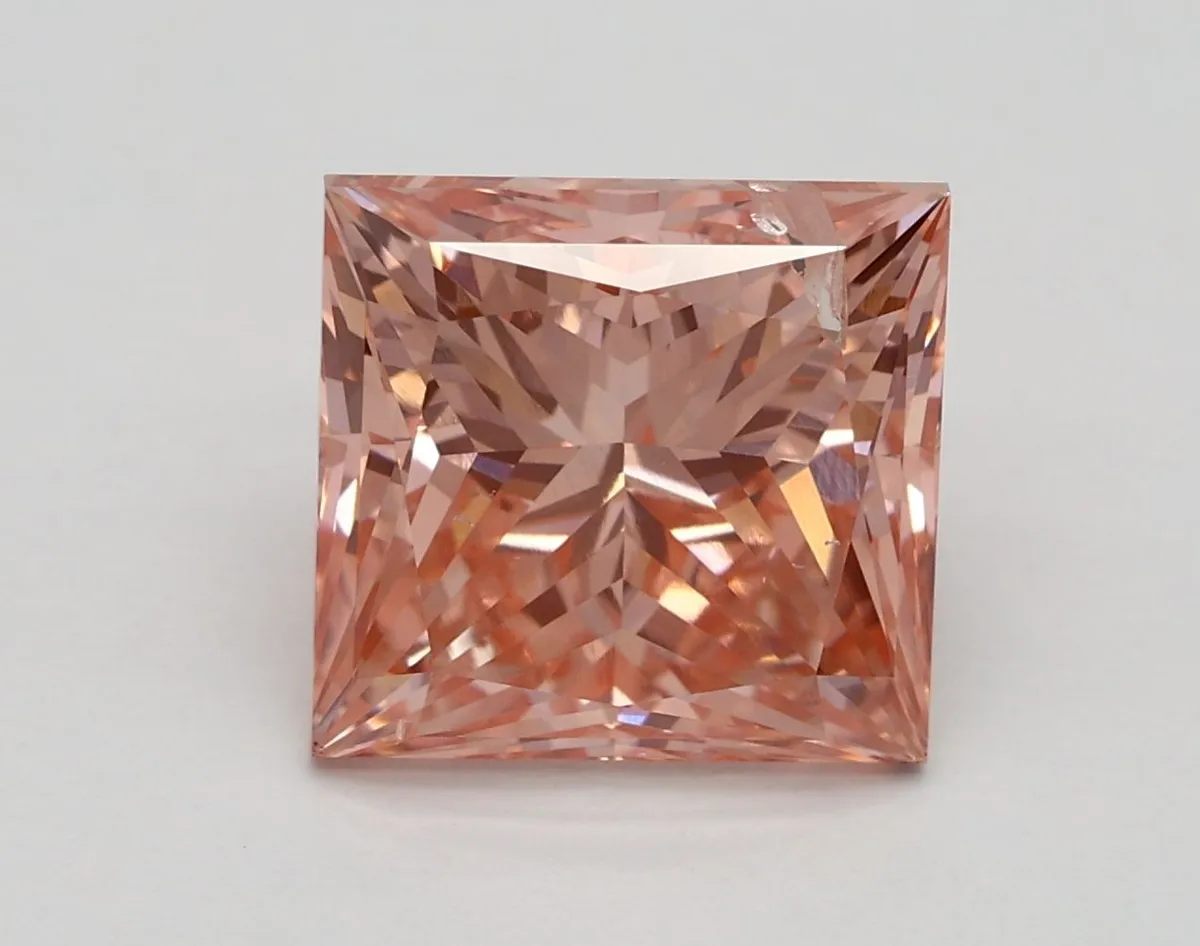 3.00ct PRINCESS Fancy Vivid Pink SI2 Coloured Lab diamond