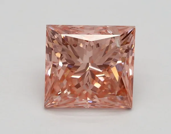 3ct PRINCESS Fancy Vivid Pink SI2 Coloured Lab diamond