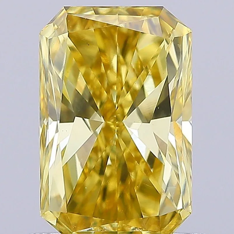 0.89ct RADIANT Fancy Vivid Yellow VS1 Coloured Lab diamond