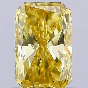 0.89ct RADIANT Fancy Vivid Yellow VS1 Coloured Lab diamond