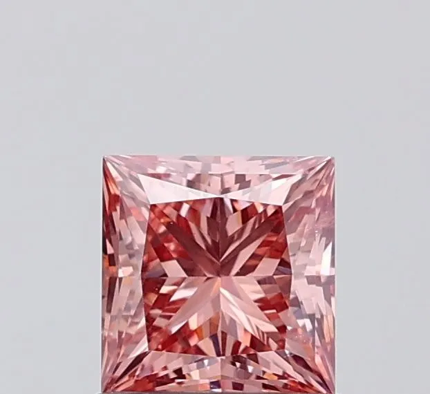 1.07ct PRINCESS Fancy Intense Brownish Pink SI1 Coloured Lab diamond