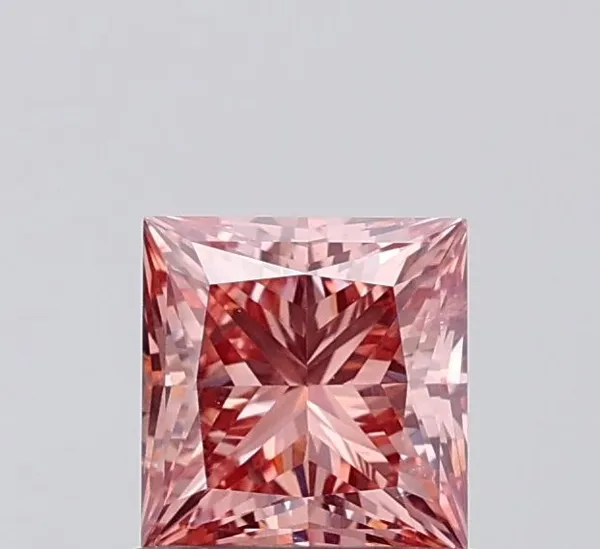 1.07ct PRINCESS Fancy Intense Brownish Pink SI1 Coloured Lab diamond