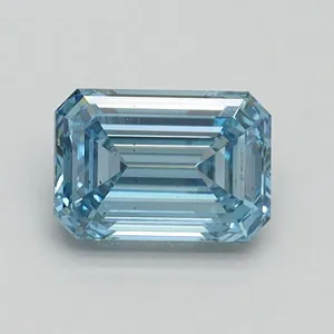 0.72ct EMERALD Fancy Intense Blue VS2 Coloured Lab diamond