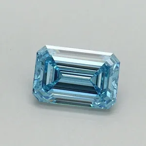 0.44ct EMERALD Fancy Vivid Blue VS2 Coloured Lab diamond