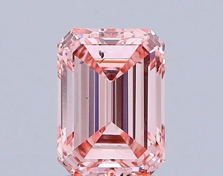 1.60ct EMERALD Fancy Vivid Pink SI1 Coloured Lab diamond