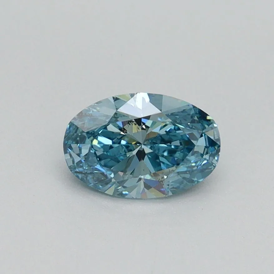 0.59ct OVAL Fancy Vivid Greenish Blue SI1 Coloured Lab diamond