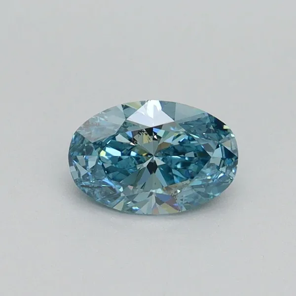 0.59ct OVAL Fancy Vivid Greenish Blue SI1 Coloured Lab diamond