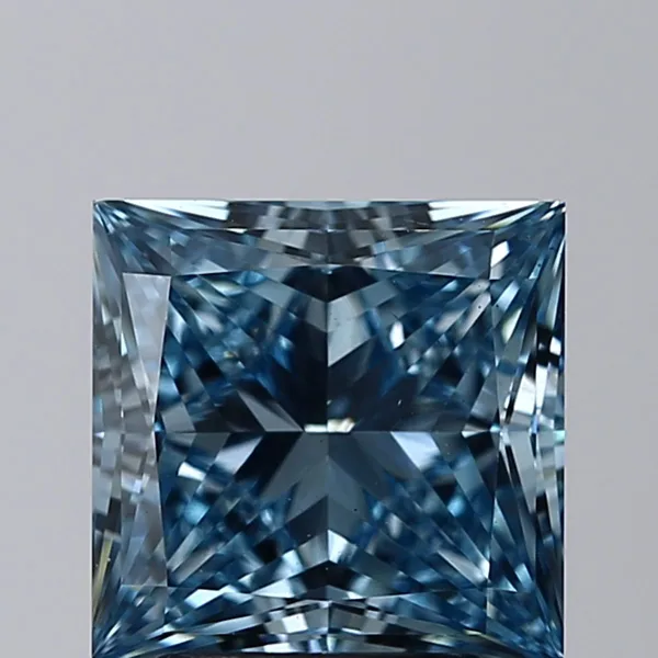 2.8ct PRINCESS Fancy Vivid Blue VS1 Coloured Lab diamond
