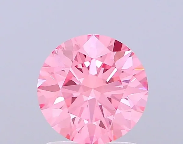 1.08ct ROUND Fancy Vivid Pink VS2 Coloured Lab diamond