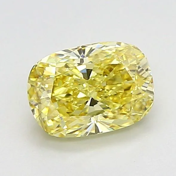1.01ct CUSHION Fancy Intense Yellow VVS2 Coloured Lab diamond