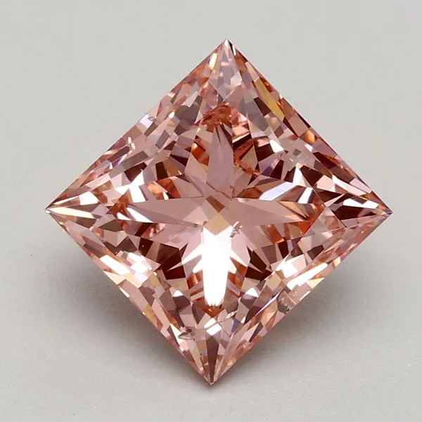 1.71ct PRINCESS Fancy Intense Pink SI2 Coloured Lab diamond