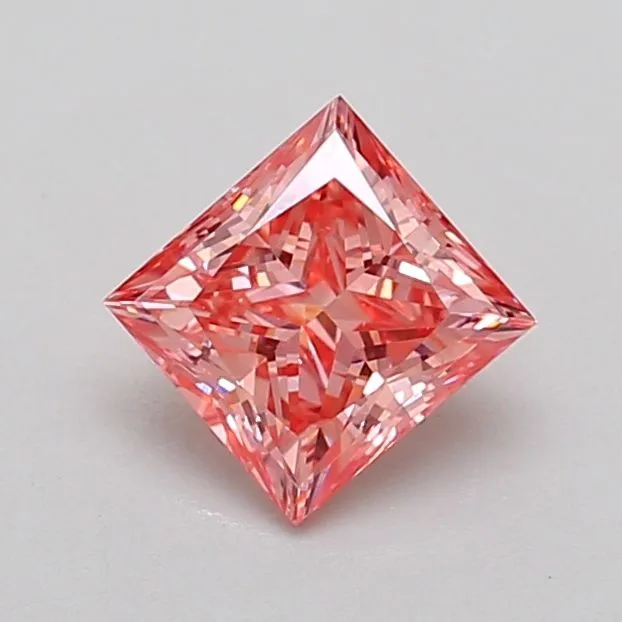 0.84ct PRINCESS Fancy Vivid Pink VS1 Coloured Lab diamond