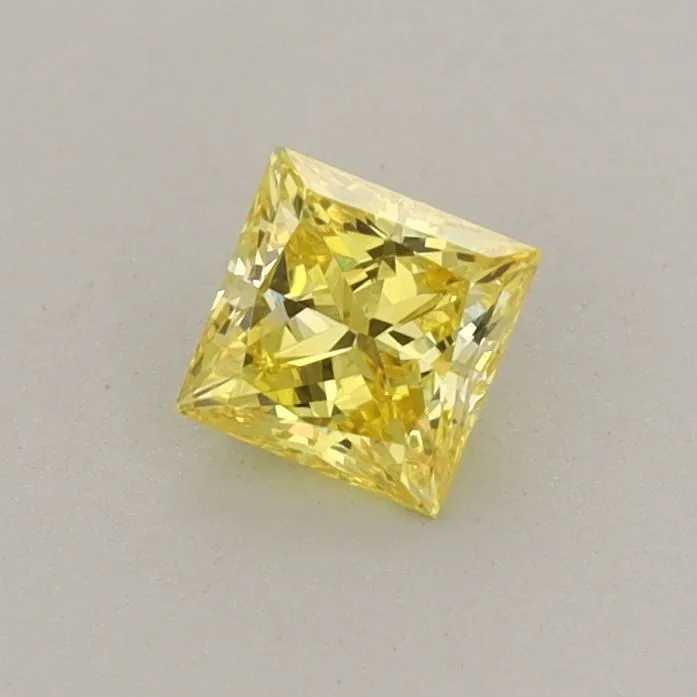 0.36ct PRINCESS Fancy Vivid Yellow VS2 Coloured Lab diamond