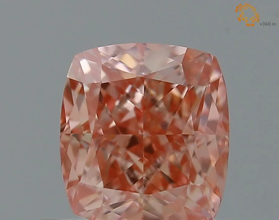 0.71ct CUSHION Fancy Vivid Pink VVS2 Coloured Lab diamond