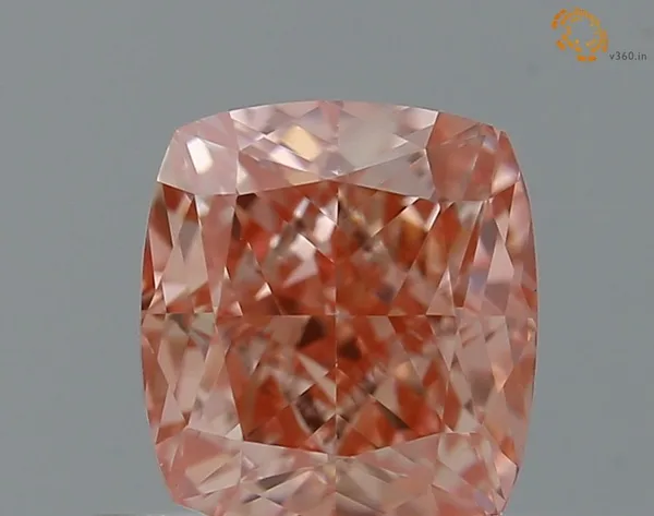 0.71ct CUSHION Fancy Vivid Pink VVS2 Coloured Lab diamond