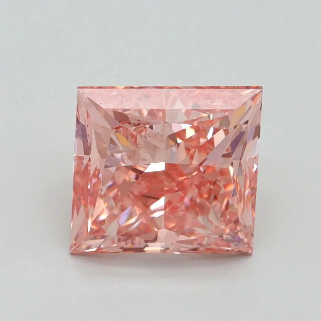 3.30ct PRINCESS Fancy Vivid Pink SI2 Coloured Lab diamond